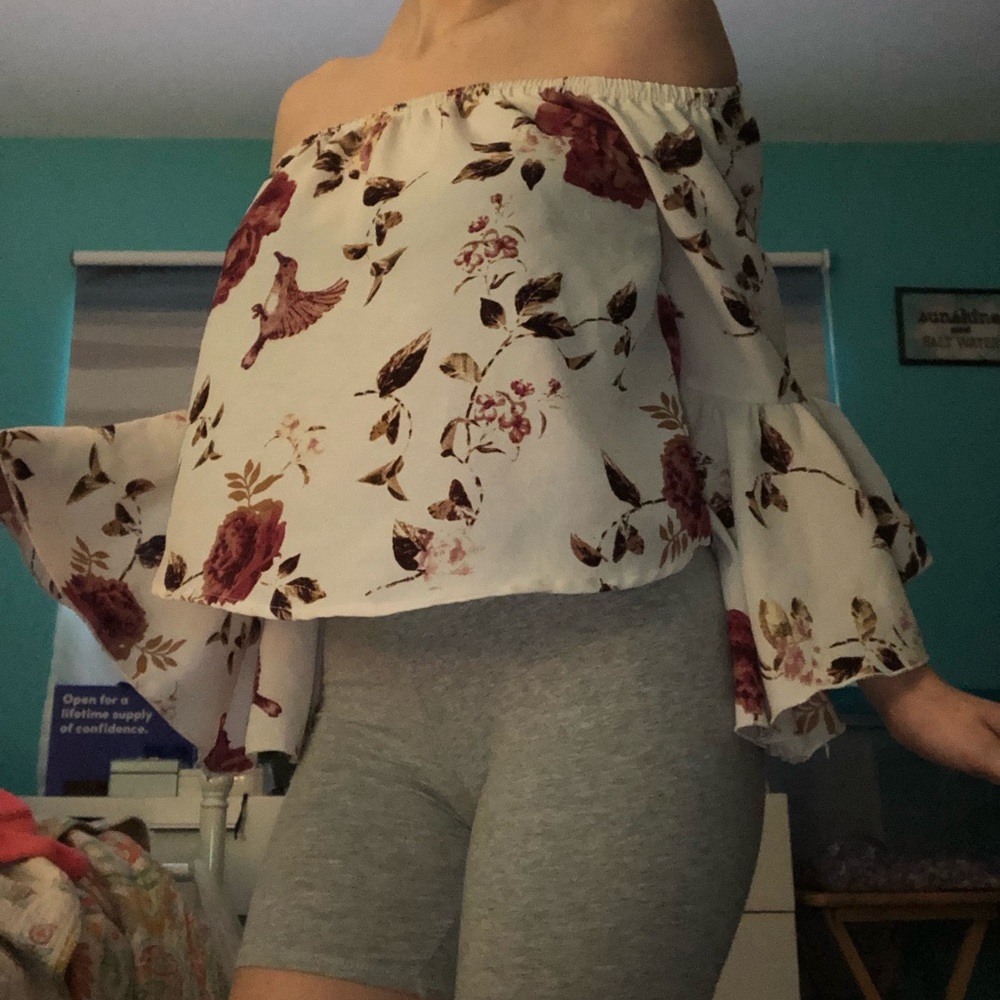 Off the shoulder flower top